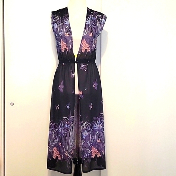 Vintage Carnaby Street London 1970s Irvine Sellars‎ Sheer Duster Robe Kimono - Picture 5 of 11